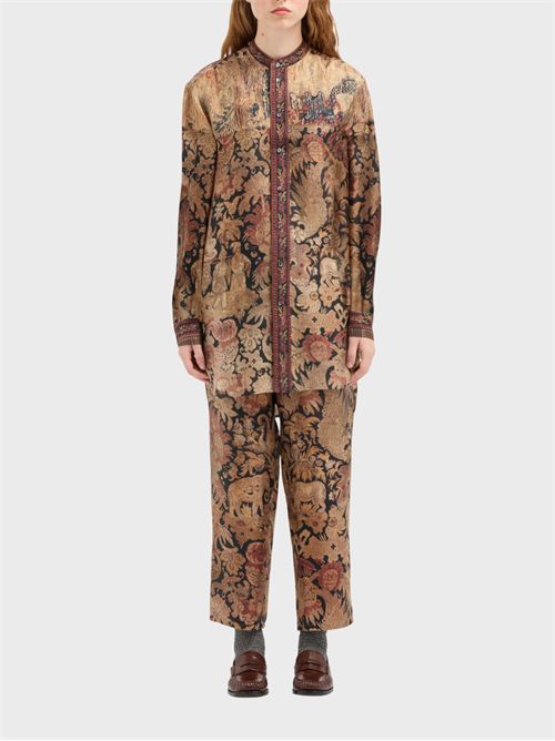 Pure silk shirt with mandarin collar and tapestry-inspired print PIERRE-LOUIS MASCIA | CML12950519346